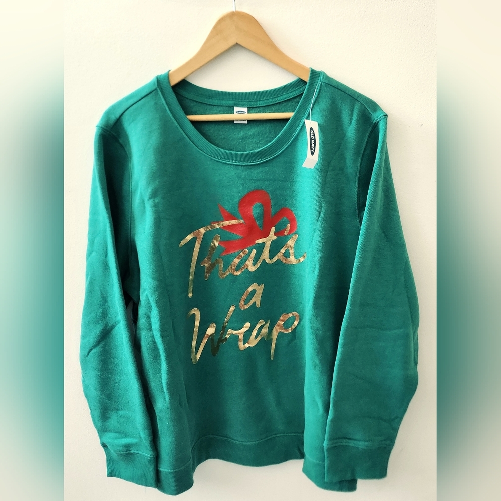 Old Navy Holiday Green Crew Sweatshirt